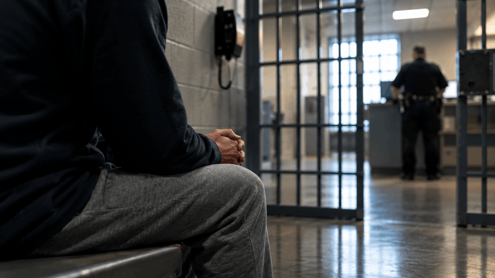 Person held in a detention cell awaiting a probation violation bond hearing in Franklin County