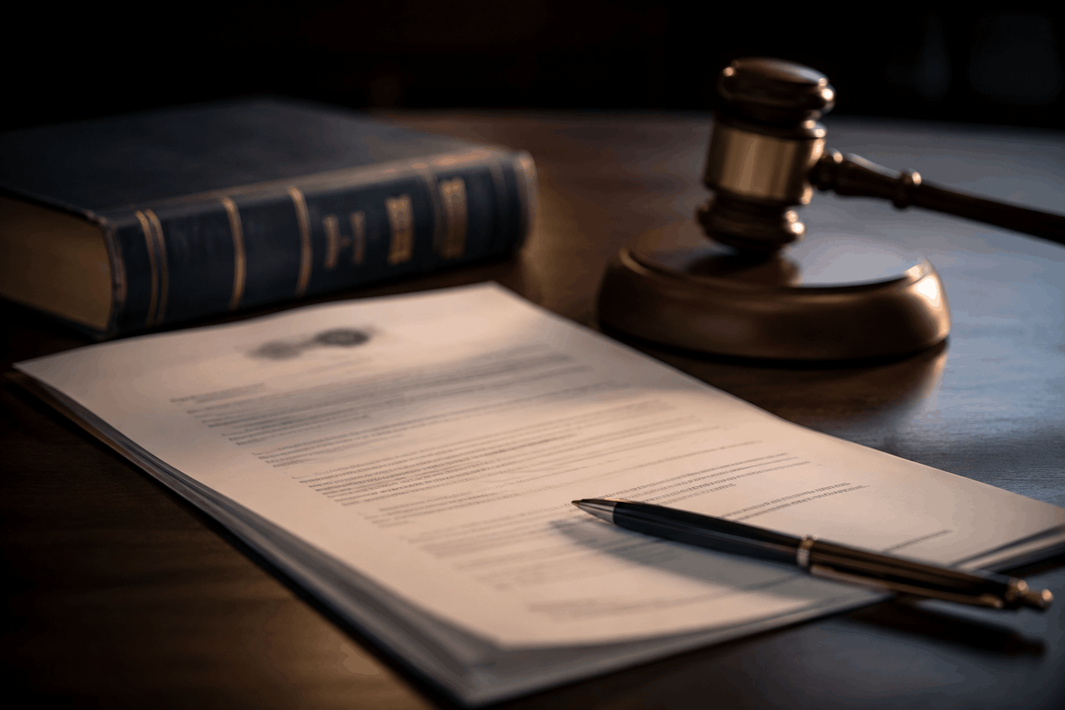 Court document with a gavel and law book on a dark desk, symbolizing resolving a Franklin County warrant.